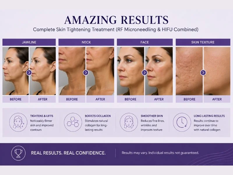 Before and after complete skin tightening treatment Welford on Avon results